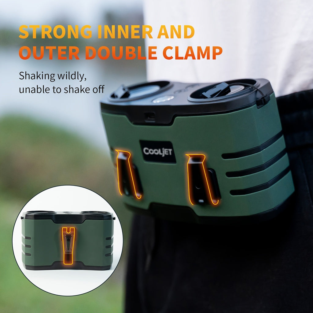 Wearable Waist Fan with Dual Air Ducts, 20000mAh Battery and 10 Speeds, USB-C Rechargeable HY-8022 with LED Light and Display for Camping, Fishing and Desk Use