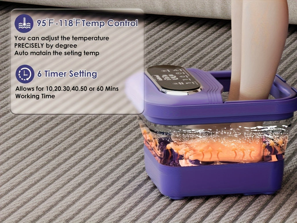 Collapsible Foot Spa with Listed Heating and Bubble Massage Features, Blue Automatic or Pink Basic Model Options for Adult Home Foot Care and Gift Planning