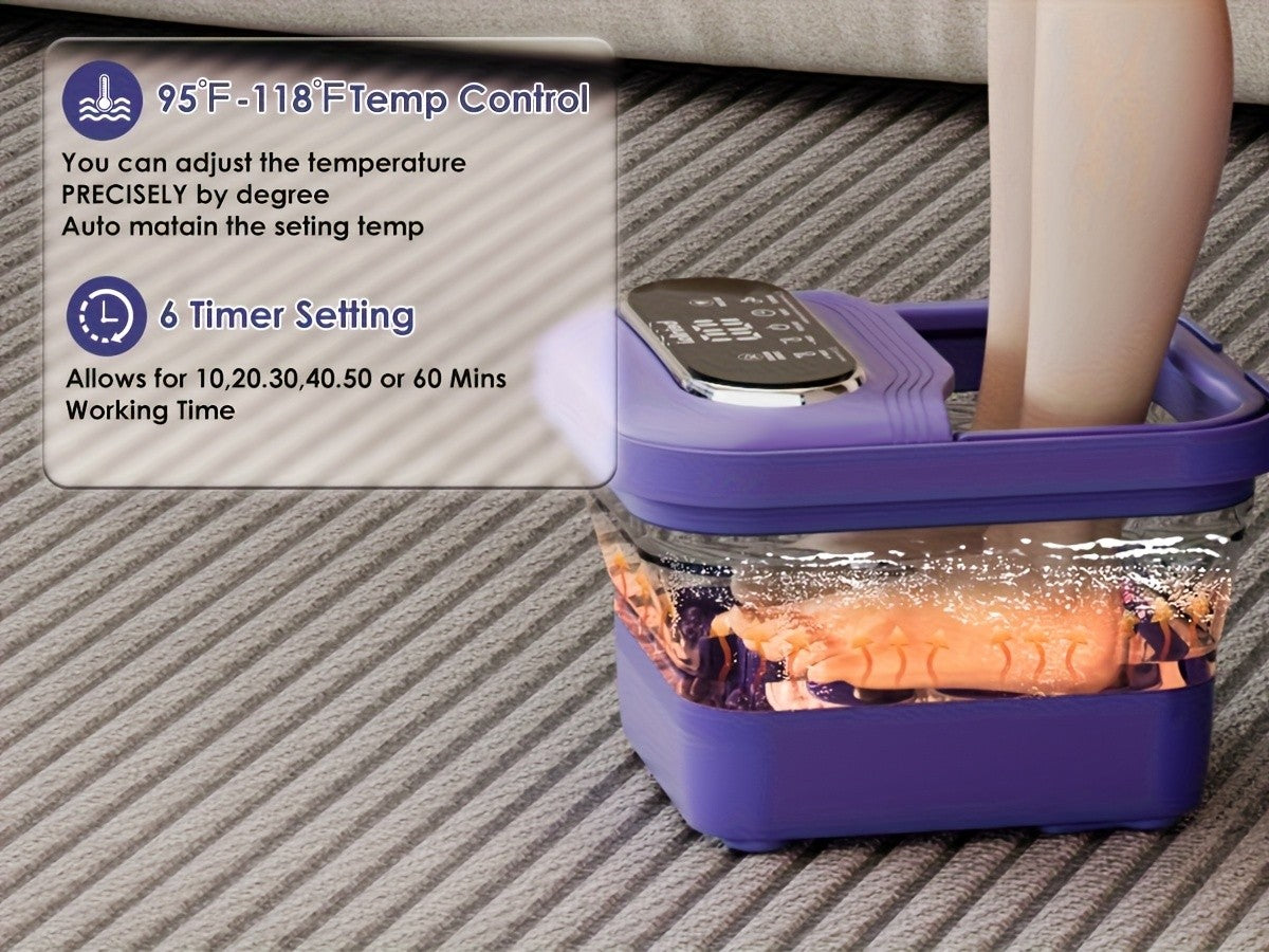 Collapsible Foot Spa with Listed Heating and Bubble Massage Features, Blue Automatic or Pink Basic Model Options for Adult Home Foot Care and Gift Planning