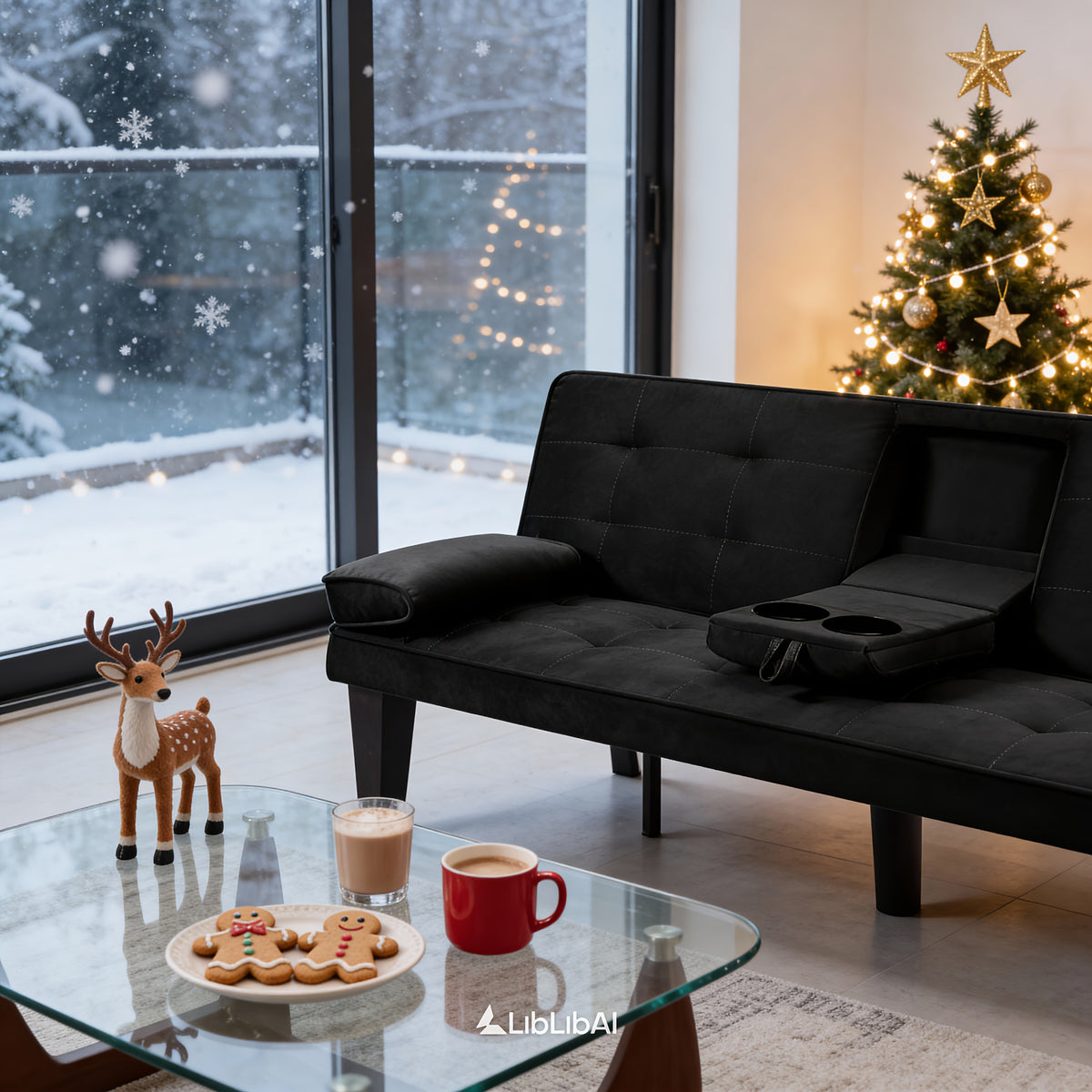 Foldable Sofa Bed with Frame and Fabric Upholstery, Gray Black or Blue Convertible Seating for Apartment Living Rooms, Dorms and Studio Furniture Layouts