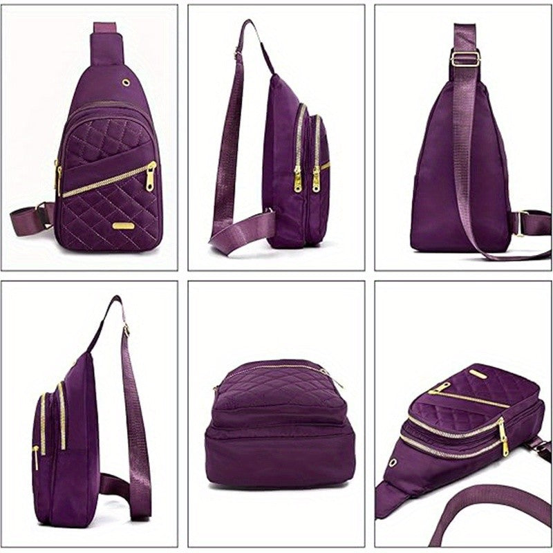 Quilted Sling Bag for Women, Lightweight Solid Color Crossbody Chest Purse for Daily Carry, Casual Outings and Travel, Seven Listed Style Options