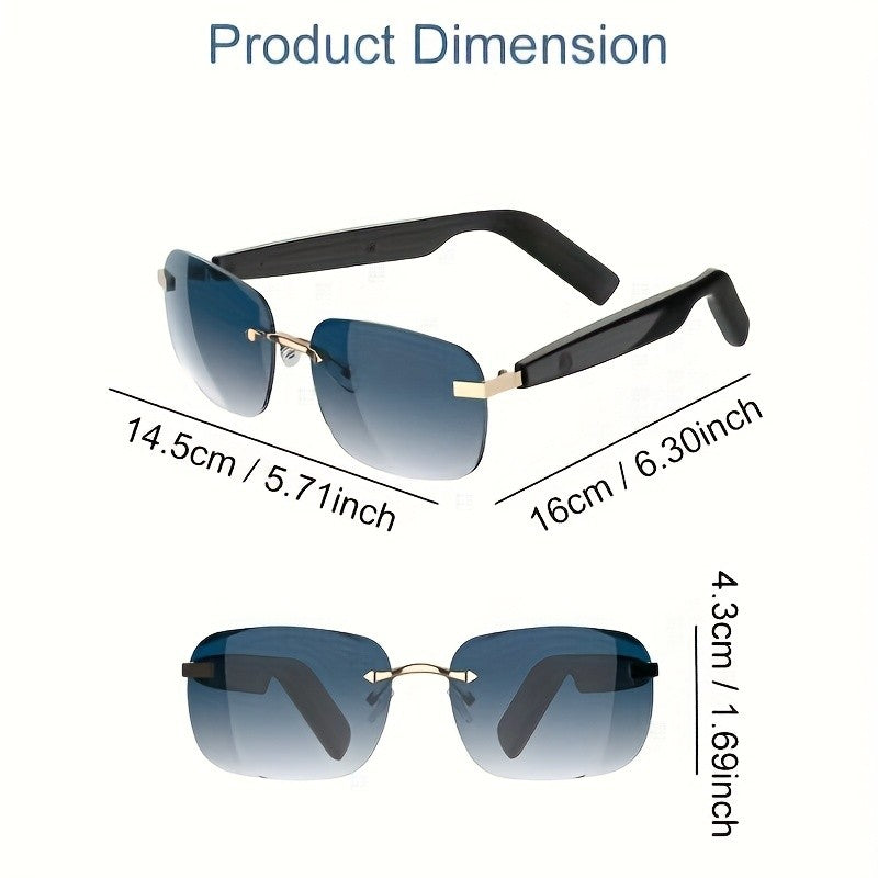 Touch-Control Wireless Audio Glasses with Listed Built-In Microphone, Music Playback and Hands-Free Calls in Gradient Blue, Gradient Purple or Brown-1