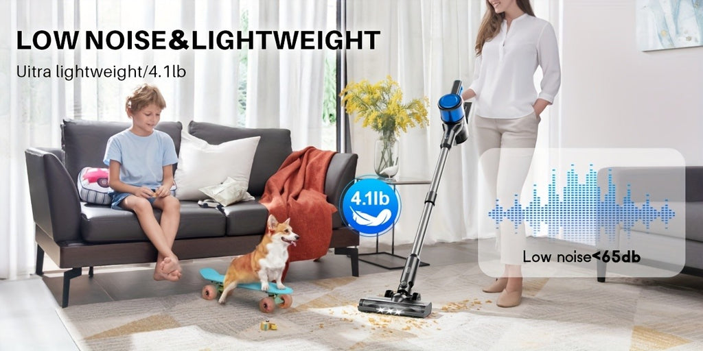 Rechargeable Stick Vacuum for Home with Cordless Handheld Cleaning Design, Listed 8-in-1 Format for Hard Floors, Carpets and Pet Hair, Eight Option Labels