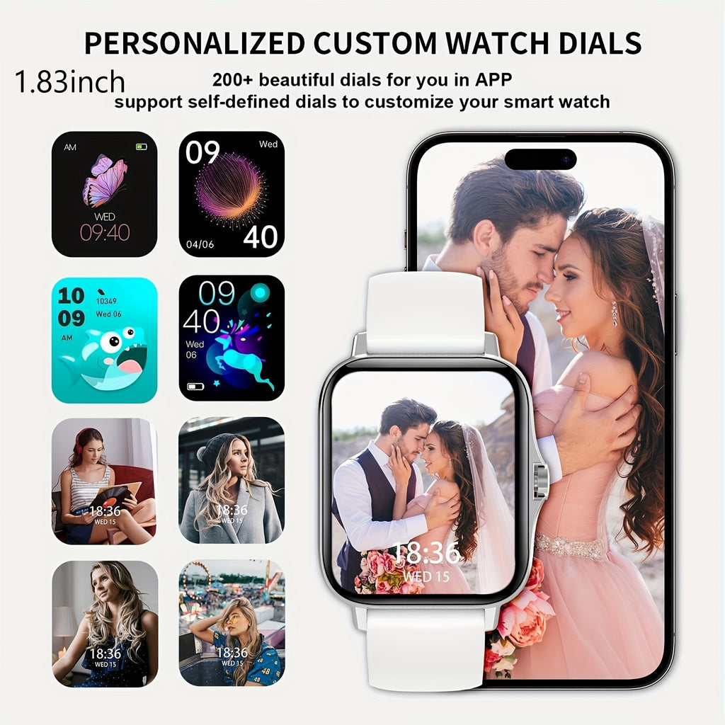 TFT Touchscreen Calling Smartwatch with Listed 1.83-Inch Display, 180mAh Battery, TPU and Steel Straps, Camera and Music Functions in Four Color Options