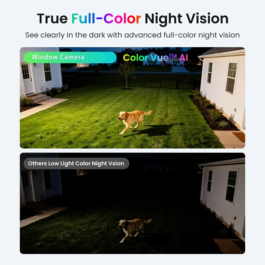 Indoor Window Security Camera with Listed 6MP Imaging, 2.4GHz and 5GHz WiFi, Full-Color Night Vision and Motion or Human Detection, One- or Two-Piece Options