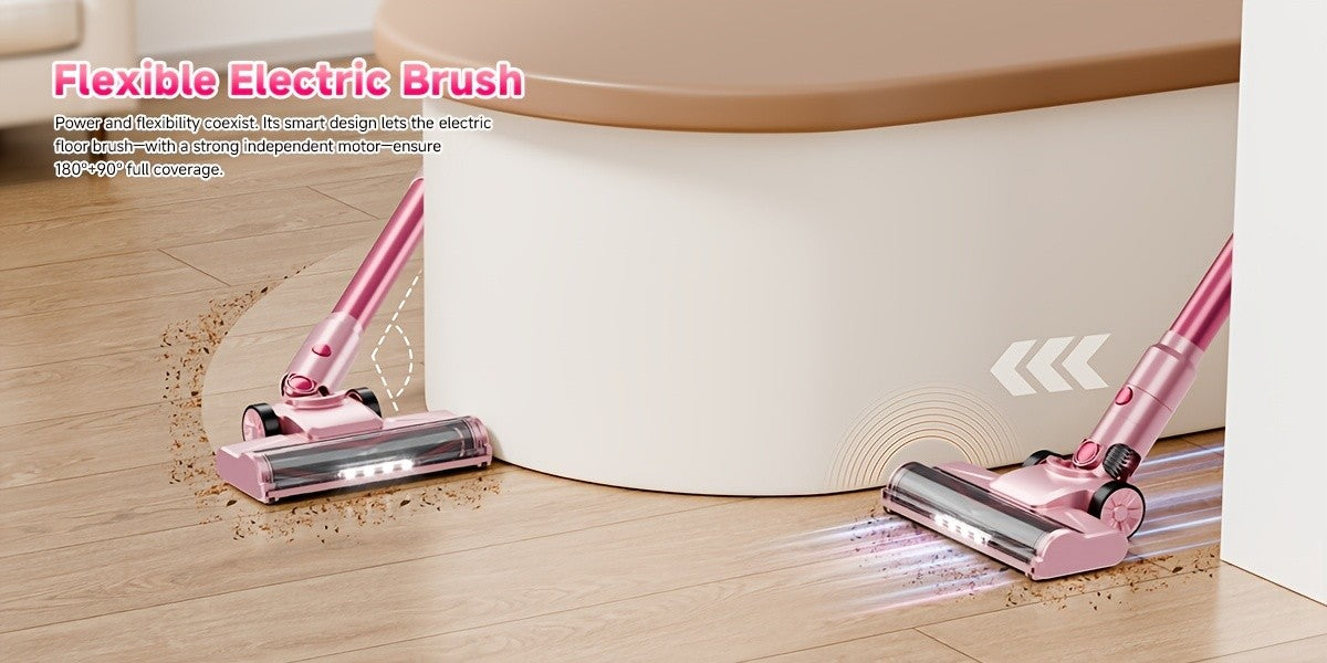LED Display Cordless Vacuum Cleaner with Anti-Tangle Floor Brush and Detachable Rechargeable Battery for Carpet, Pet Hair, Tile and Hardwood Floors
