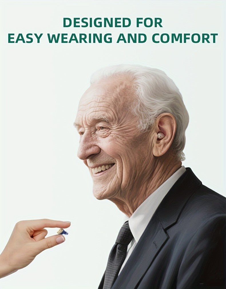 Digital Display Rechargeable Hearing Aid with Listed Noise Reduction, Compact Design and Blue and Red Color Option for Personal Listening Routines