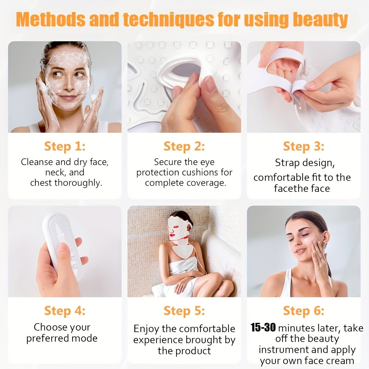 Soft Silicone LED Red Light Mask with Remote Color, Brightness and Time Controls, Listed 650nm and 850nm Wavelengths for Face, Neck and Chest Beauty Routines