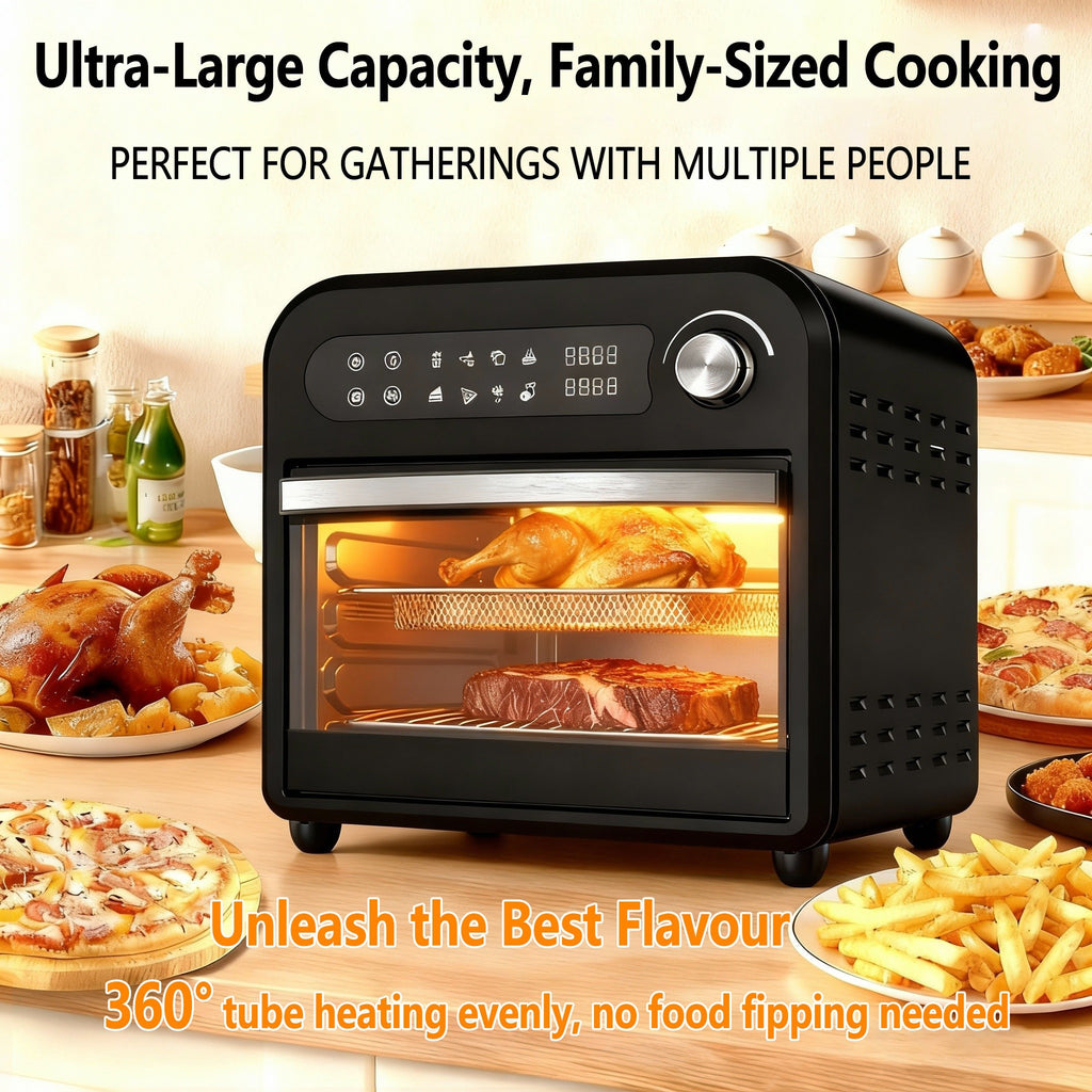 Air Fryer Toaster Oven Combo, Extra Large Capacity Convection Oven with 360° Hot Air Circulation, LED Digital Display and Precise Temperature Control, Stainless Steel, 16QT