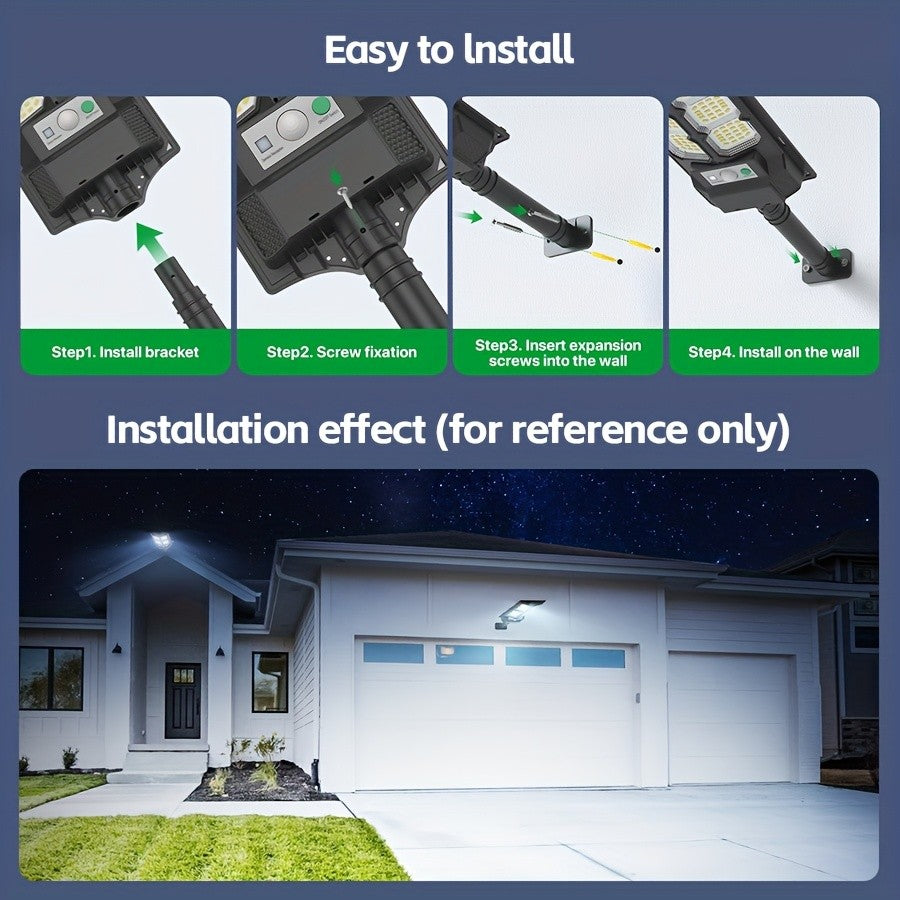 LED Solar Street Lamp Set with Motion Sensor and Remote Control References, Two-Piece Option Labels for Garden, Terrace and Parking Area Lighting