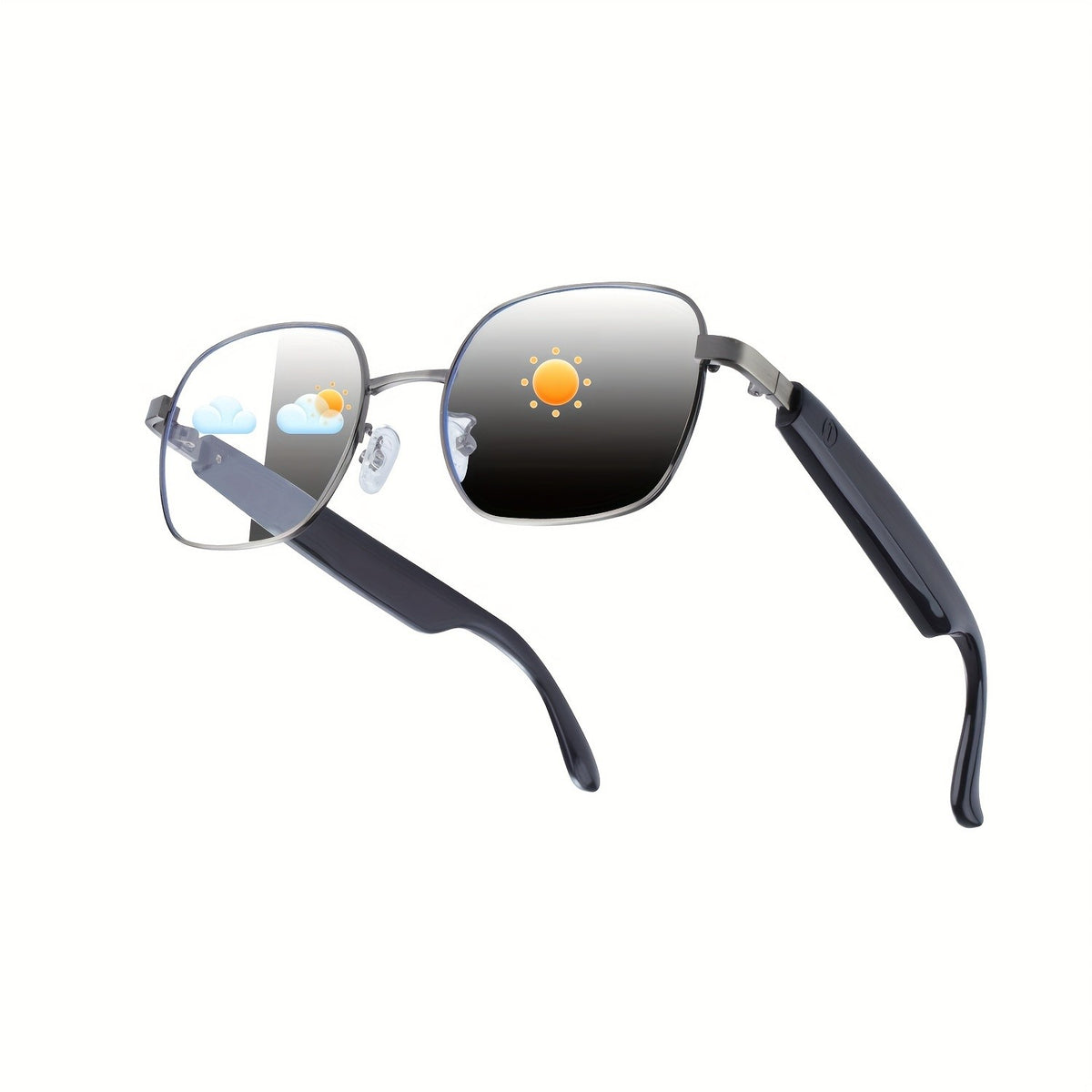 Auto-Tint AI Translation Glasses with Listed 164-Language Support, Calling and Music Playback, Black Metal or UF05 Gold and Silver Lens Options