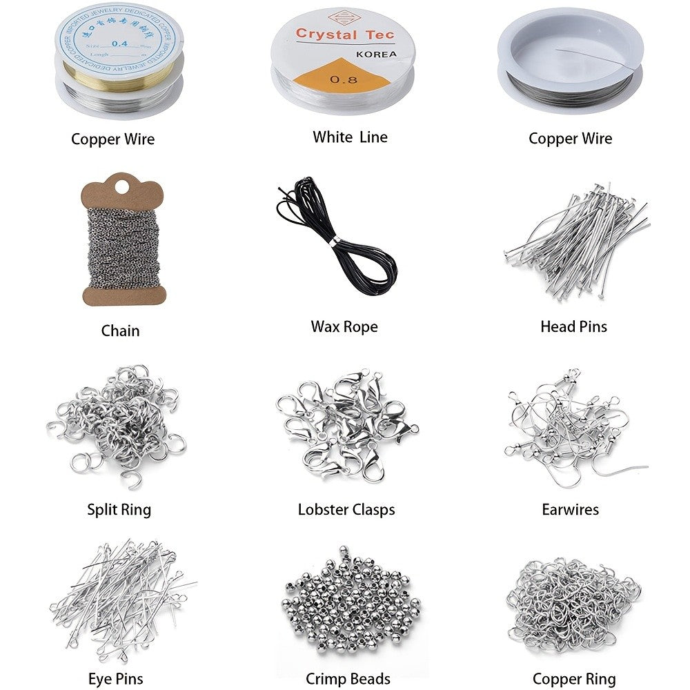 Beaded Jewelry Making Kit for Beginners, Listed 2456-Piece Assortment with Metal Accessories, Fringe and Crafting Tools for DIY Bracelets, Necklaces and Handmade Gifts