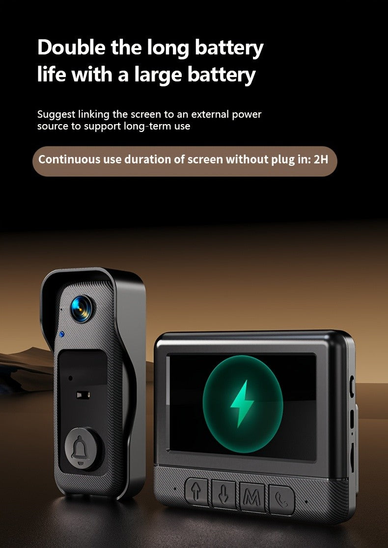 1 Set, Doorbell Camera Wireless No Subscription, Water Resistant Wireless Video Doorbell, Equipped with A 4. 3-inch Display, Real-time Communication Is Like Making A Phone Call, No Need for Button Intercom, One Click Answer, Fisheye Wide-angle Lens