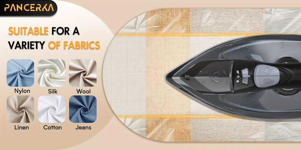 Adjustable Thermostat Steam Iron by PANCERKA, Black Clothes Iron with Listed 1200W Power, Nonstick Soleplate, Variable Steam Control and Overheat Protection Wording