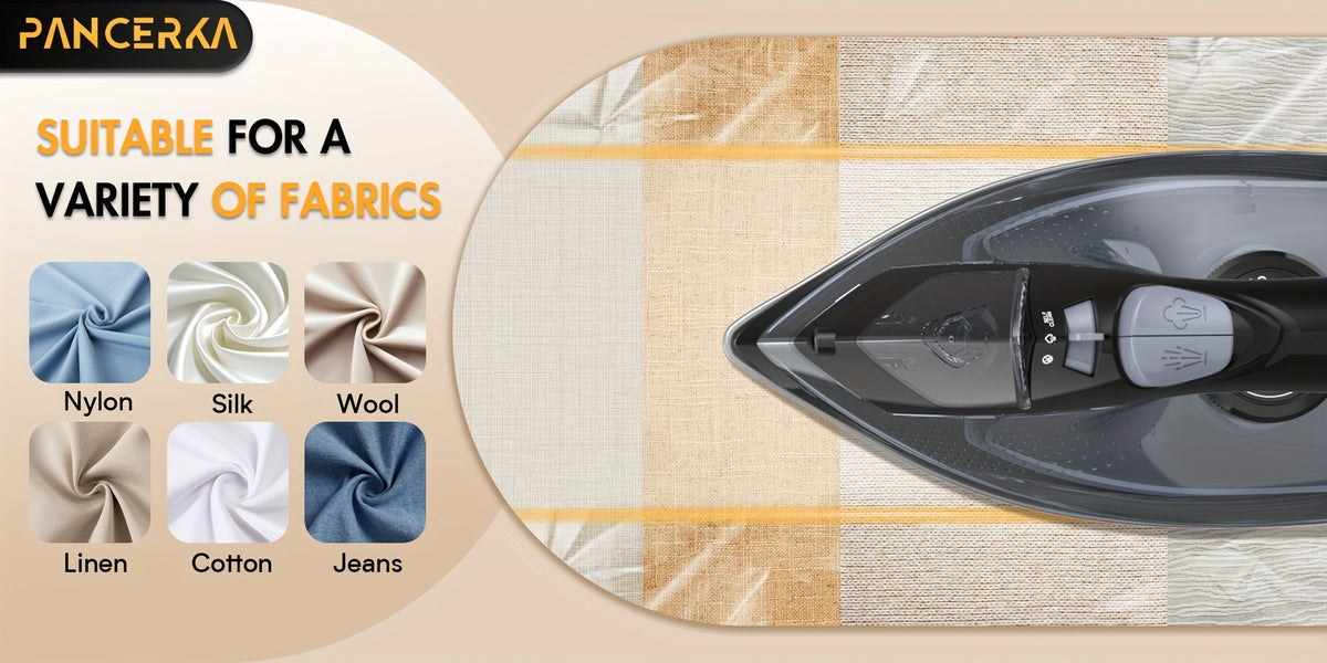 Adjustable Thermostat Steam Iron by PANCERKA, Black Clothes Iron with Listed 1200W Power, Nonstick Soleplate, Variable Steam Control and Overheat Protection Wording