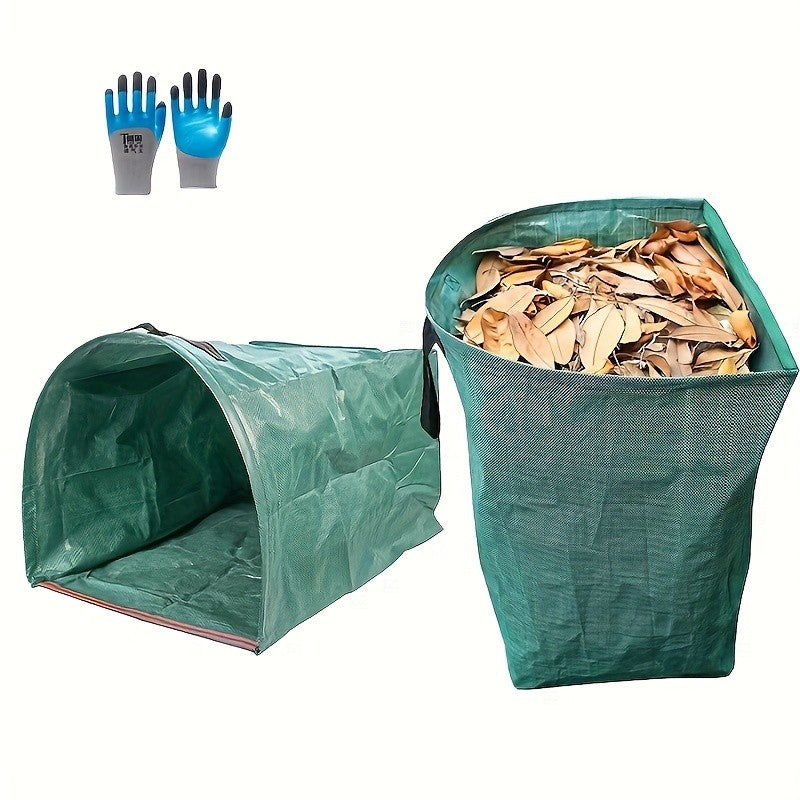 Reusable Yard Waste Bag with Listed 53-Gallon Capacity and Water Spray Gun, PP Woven Garden Leaf Collection Bag with Handles and Flexible Opening Hoop