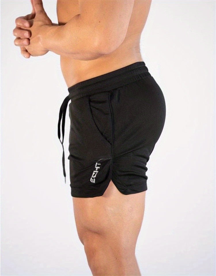 Men's Three-Quarter Fitness Shorts with Slim Stretch Styling, Lightweight Workout Pants for Running and Gym Routines in Black, Grey or Olive Green, S–XL