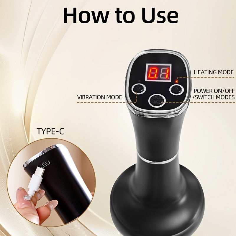 Electric Meridian Massager Handheld, Full Body Acupoint Scraping and Pressing Massager with USB Charging, Smart Body Massager for Abdomen, Legs, Back, Shoulders and Neck Relief, Guasha Massage Tool for Daily Self-Care, White and Black