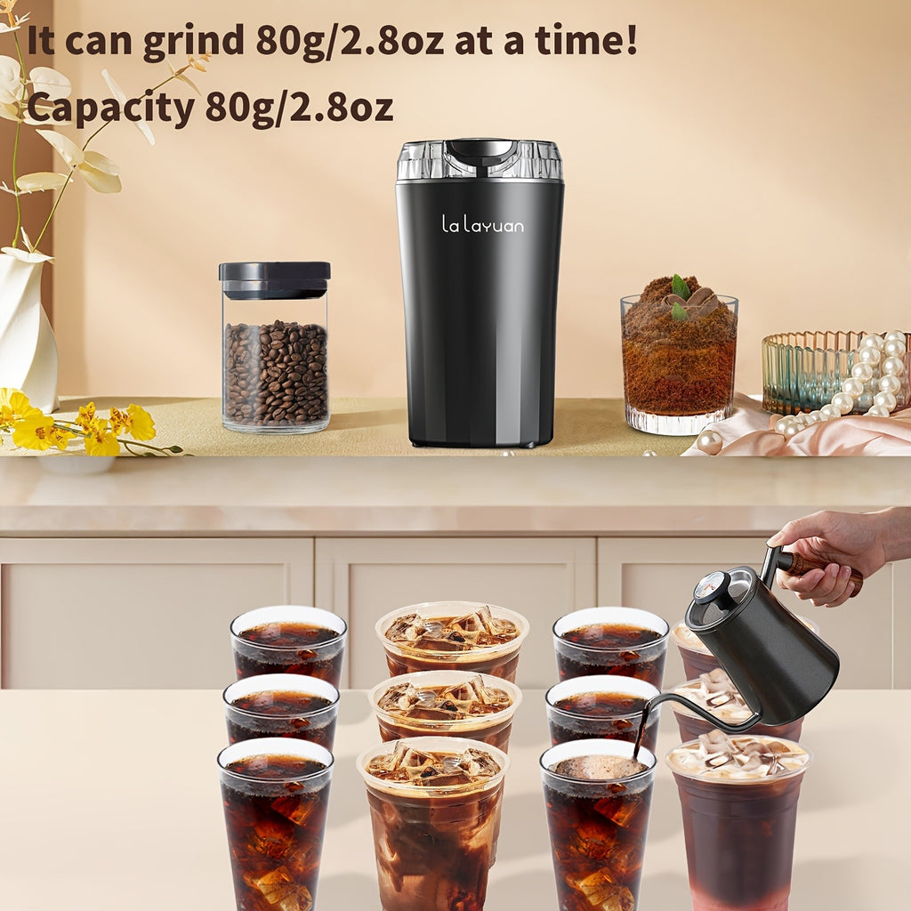 Coffee Bean Grinder with 200W Motor and Stainless Steel Chamber, One-Touch Electric Blade Mill for Home Coffee and Spice Prep, 2.7oz Capacity