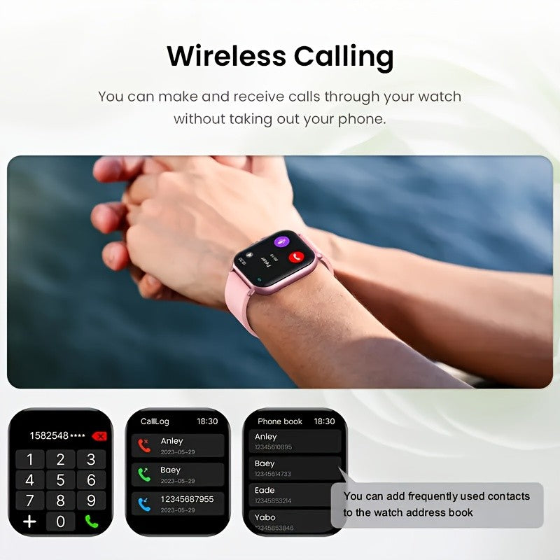 TFT Touchscreen Smartwatch with 1.83-Inch Display, Wireless Call Answering and Dialing, Message Reminders, USB Charging and Four Color Choices