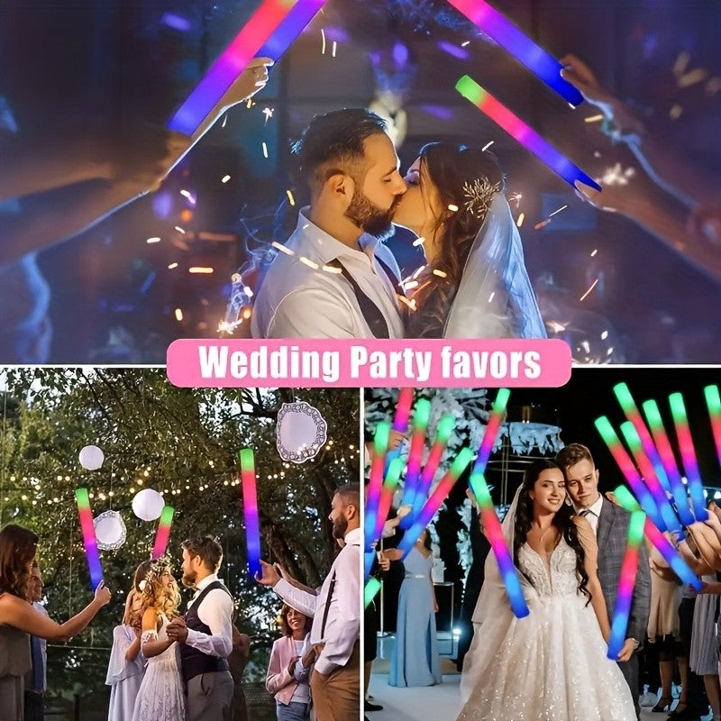 Flashing LED Foam Glow Sticks for Party Favors, 30- or 60-Piece Options for Wedding Receptions, Birthday Celebrations, Concerts and Holiday Events