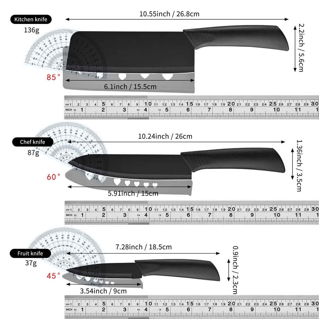 Black Kitchen Knife Set, Listed 4-Piece Dishwasher-Safe Kitchen Fruit Set for Everyday Home Food Preparation and Cooking Gifts for Mom or Dad