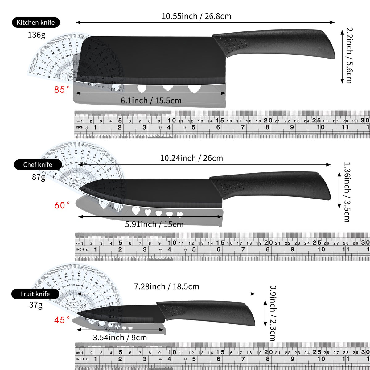Black Kitchen Knife Set, Listed 4-Piece Dishwasher-Safe Kitchen Fruit Set for Everyday Home Food Preparation and Cooking Gifts for Mom or Dad