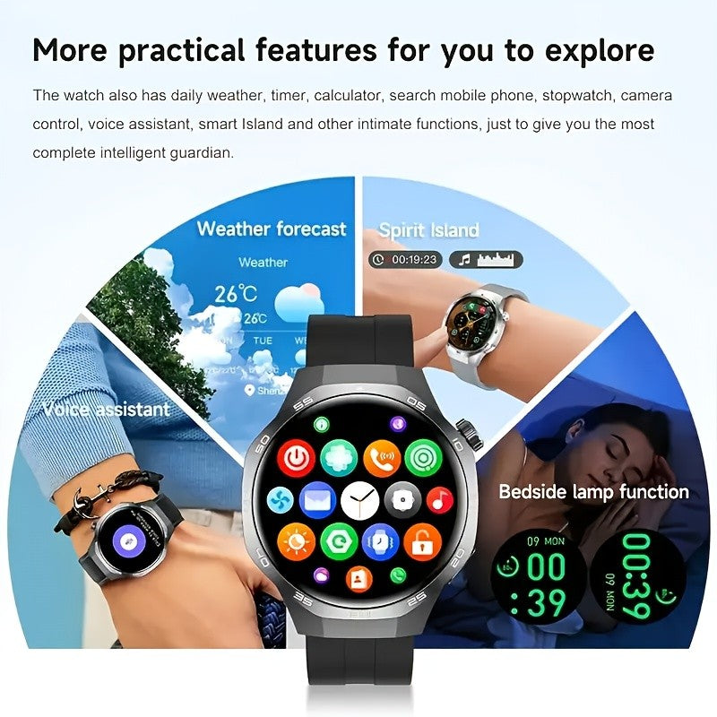 Men's Hexagonal Bezel Smartwatch with TFT Display, Wireless Calling, Message Notifications, 150+ Sports Modes and Custom Watch Faces for Android iOS
