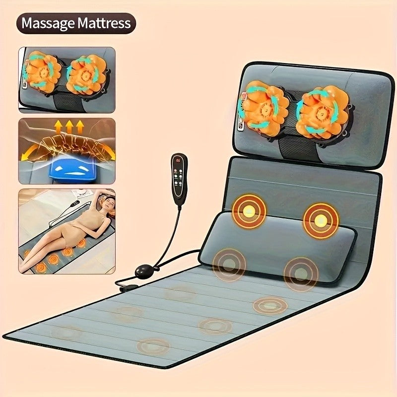 Gray Heated Massage Mat Set with Leg Massager, Velvet Material, Vibration Massage, Timer, Massage Headrest and Lumbar Mat for Home Relaxation