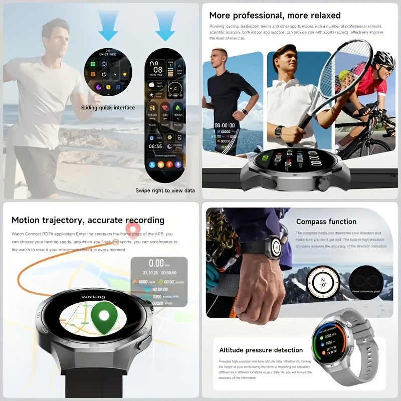 Men's Hexagonal Bezel Smartwatch with TFT Display, Wireless Calling, Message Notifications, 150+ Sports Modes and Custom Watch Faces for Android iOS