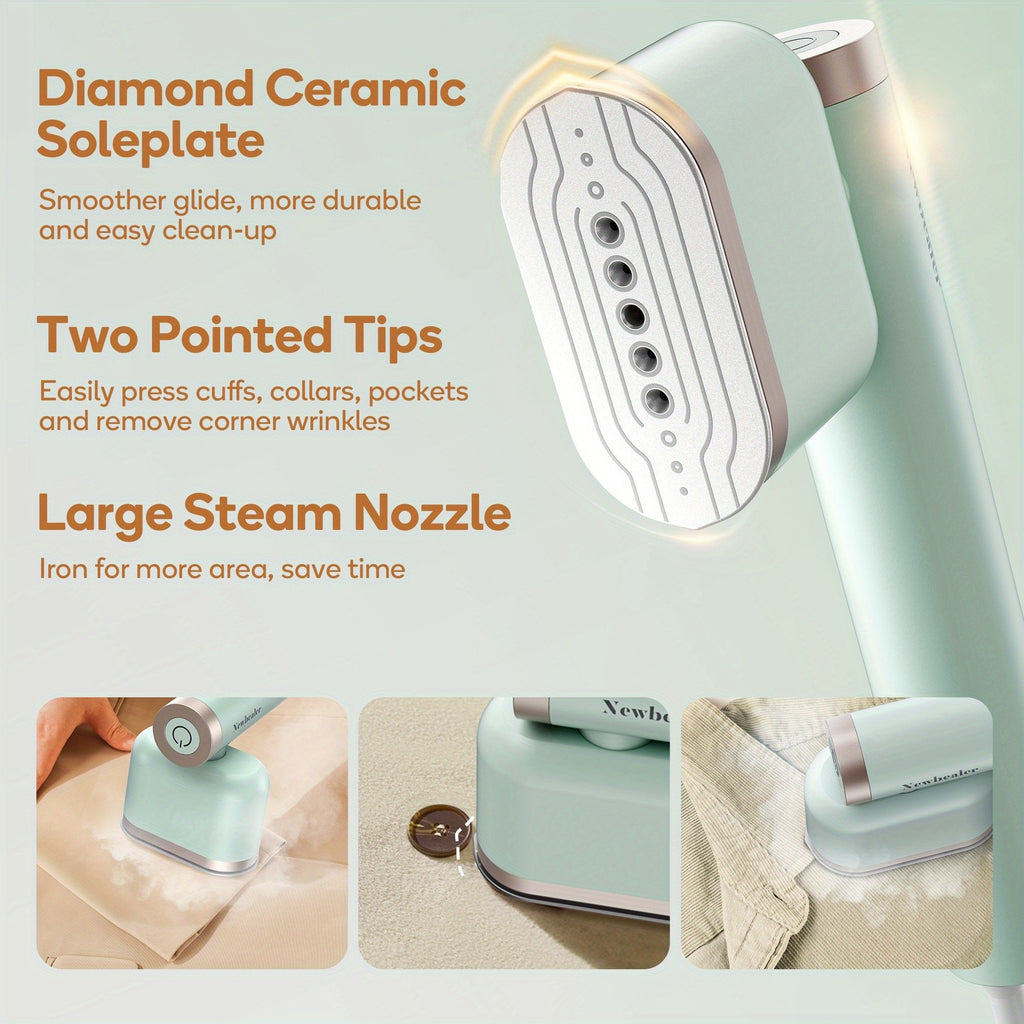 Two-Setting Garment Steamer, 1200W Handheld Clothes Steamer with Listed 15-Second Heat-Up in Royal Purple, Snow White or Mint Green for Home and Travel Fabric Care