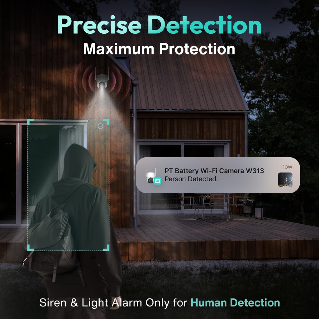 2K WiFi Outdoor Security Camera with Color Night Vision, Human Detection and Two-Way Audio, W313 Solar Listings and W302 No-Solar Model Option