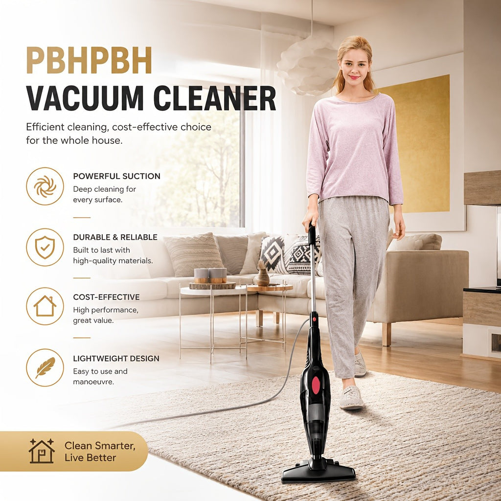 3-in-1 Corded Vacuum Cleaner PBHPBH with 23kPa Suction, 600W Motor, HEPA Filter and 40.58oz Dust Cup, Black Handheld and Upright Design for Home and Car Cleaning