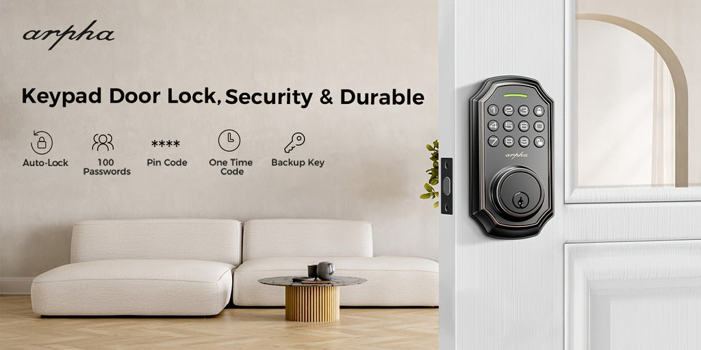 Electronic Keypad Deadbolt with Listed 100 Access Codes, Auto Lock and One-Touch Locking, Black or Silvery Finish and Fingerprint or Handle Set Options