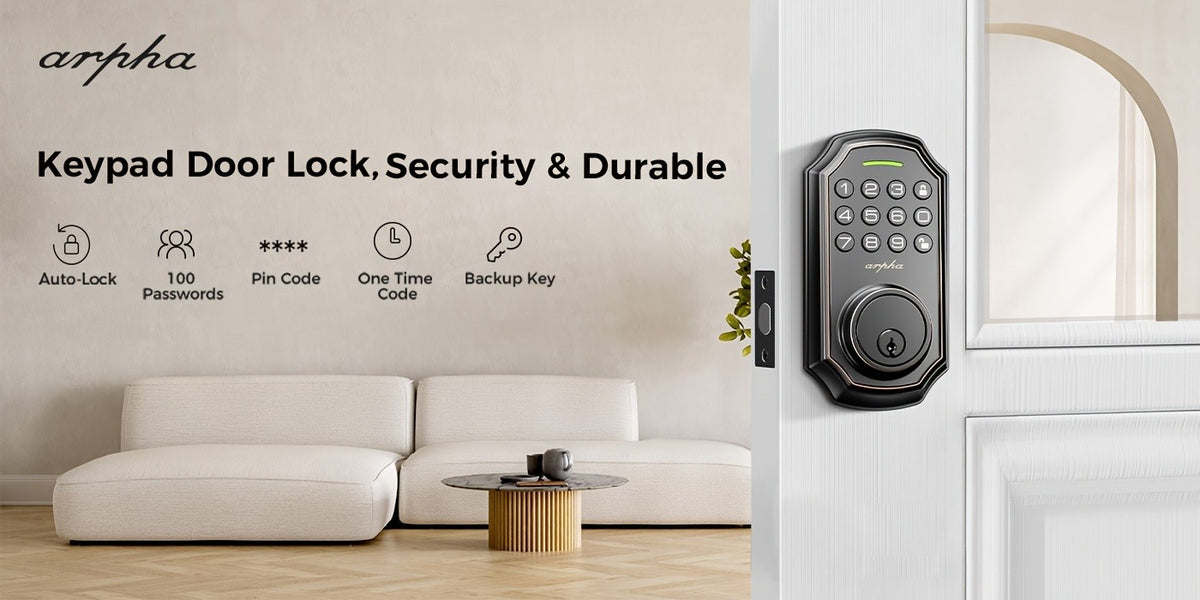 Electronic Keypad Deadbolt with Listed 100 Access Codes, Auto Lock and One-Touch Locking, Black or Silvery Finish and Fingerprint or Handle Set Options