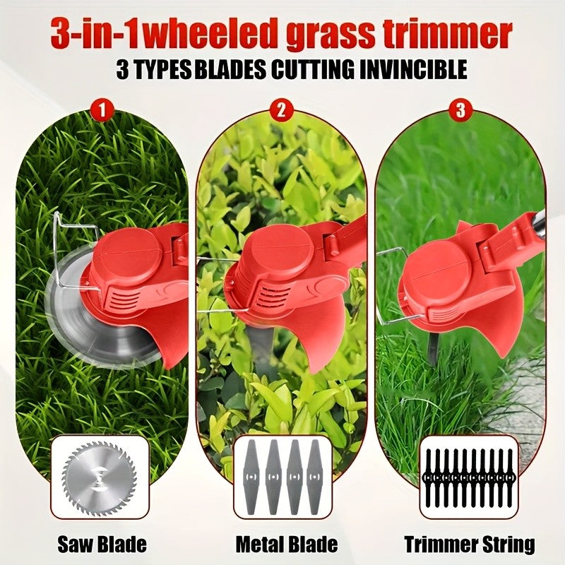 Cordless Garden Weeder with Listed Three Blade Types and Lithium Battery Power, Multiple Color and Upgraded, Enhanced or Courtyard Packages for Adult Yard Care