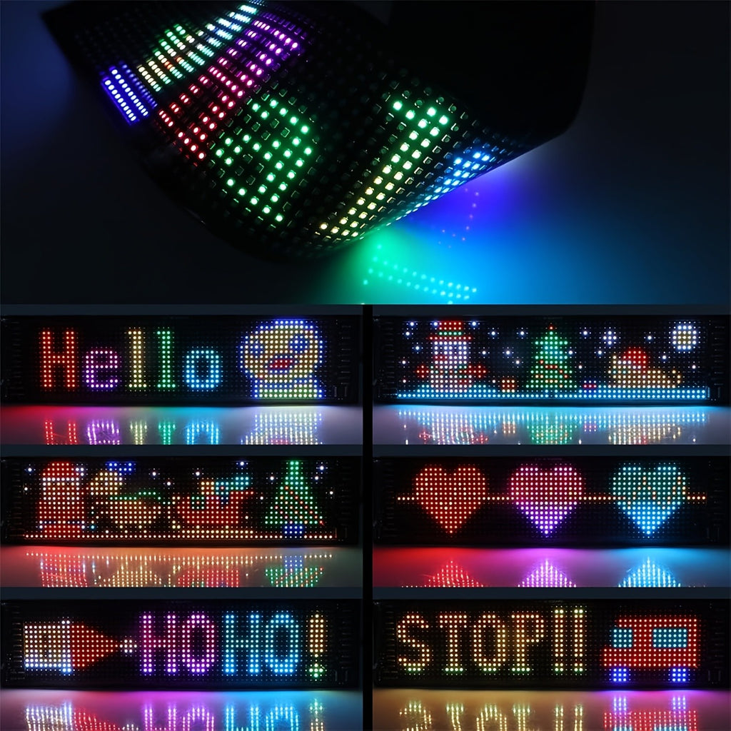 LED Devil's Eye Matrix Panels, Two-Piece Flexible USB 5V Decorative Display with App and Remote Controls, Programmable Animation and Text for Car Displays