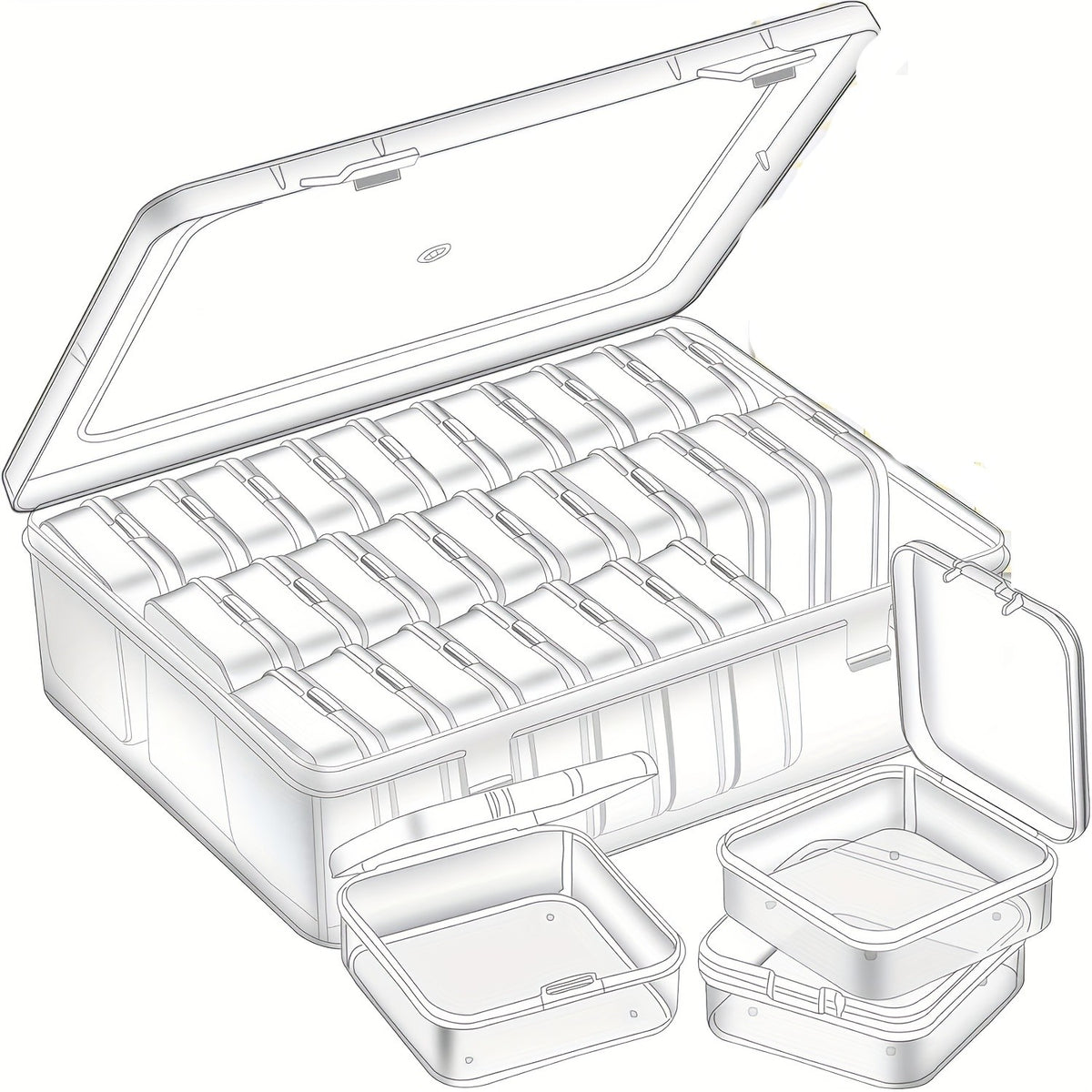Bead Organizer Storage Box with Drawers and Stackable Plastic Design, Listed 60, 90, 120 or 180 Pocket Options Including Pink for Jewelry and Hair Accessory Sorting