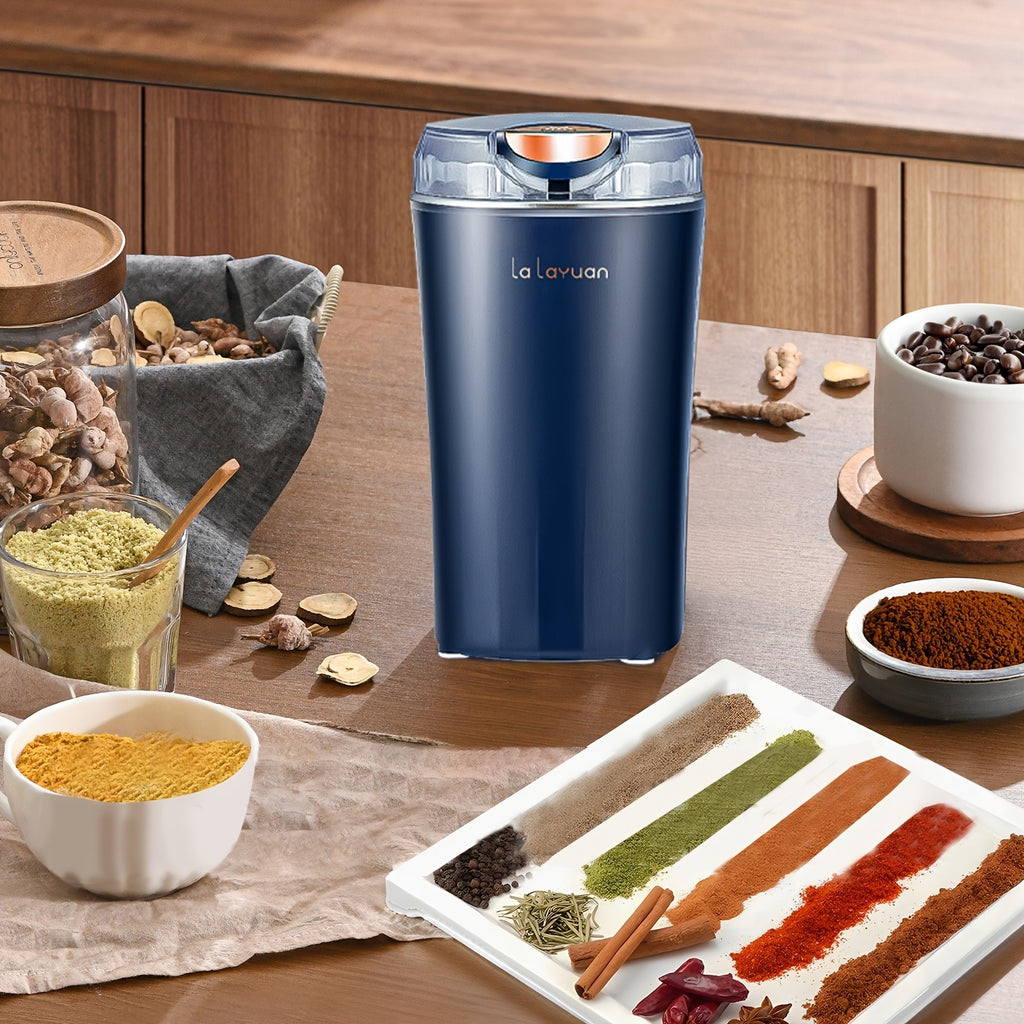 Coffee Bean Grinder with 200W Motor and Stainless Steel Chamber, One-Touch Electric Blade Mill for Home Coffee and Spice Prep, 2.7oz Capacity