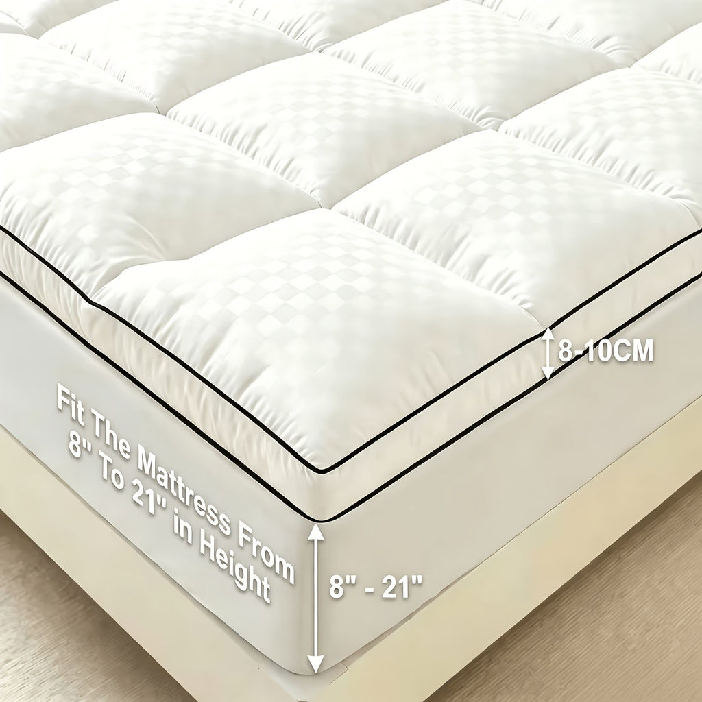 Quilted Pillow Top Mattress Pad for Bedroom and Dorm Bedding, Twin XL and Five Other Size Options with Black, White, Grey, Navy Blue, Beige or Bamboo-Pro Max Labels