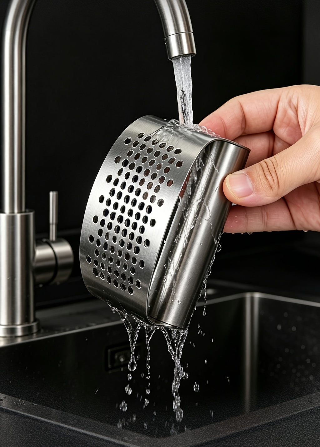 304 Stainless Steel Garlic Press, Washable Garlic Crusher and Food Preparation Tool with 1, 2 or 3-Piece Option Labels for Home and Restaurant Kitchens