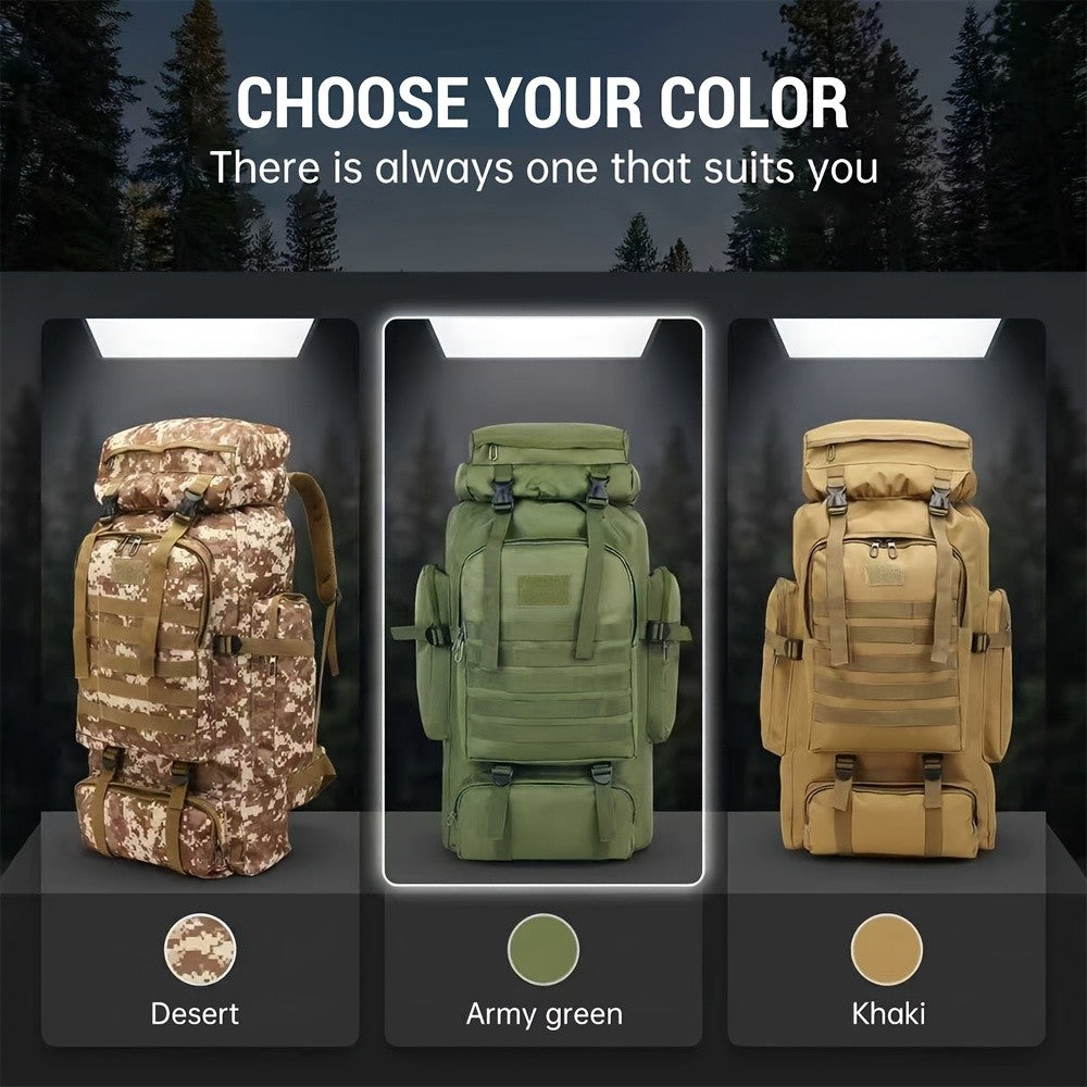 Men's Outdoor Travel Backpack with Double-Shoulder Carry and Removable Flag Patch Reference, Gray, Desert, Khaki or Black-3 Options for Everyday Trip Packing