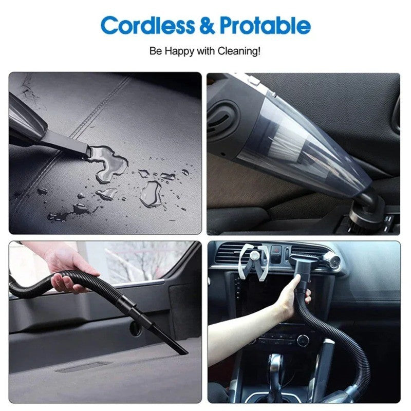 Rechargeable Car Vacuum Cleaner in Black with Listed Lithium-Ion Battery, Portable Cordless Handheld Design for Vehicle Interiors, Home Cleanup and Pet Hair Tasks
