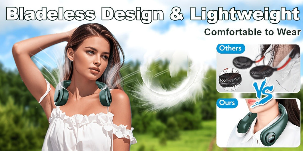 Five-Speed Wearable Neck Fan FZX02, Hands-Free Personal Airflow for Indoor and Outdoor Use in Gray, Dark Blue, Blue, Green or Black for Daily Leisure