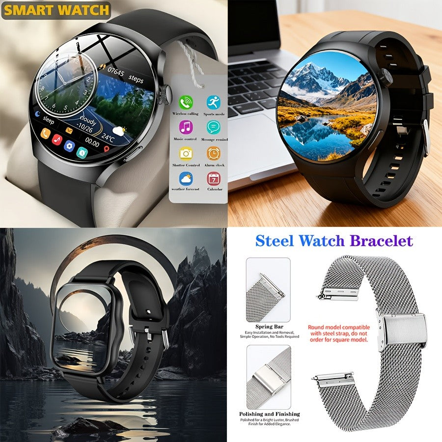 Bluetooth Call Smart Watch for Men and Women, Silicone Strap Smartwatch with Call Answering & Dialing, Fitness Tracker, Pedometer, Calorie Counter, Sport Modes, Remote Camera, Music Control, Alarm