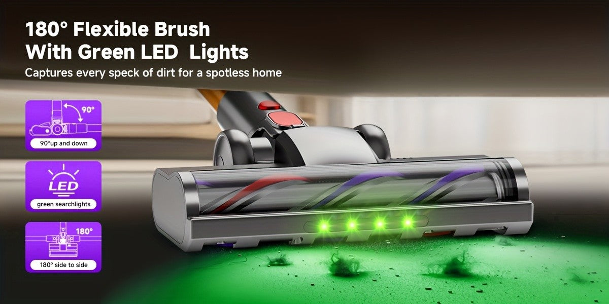 Self-Standing Cordless Vacuum with Listed 58kPa Suction, 6-in-1 Rechargeable Handheld Cleaning Design and LED Electric Floor Brush for Carpets and Pet Hair