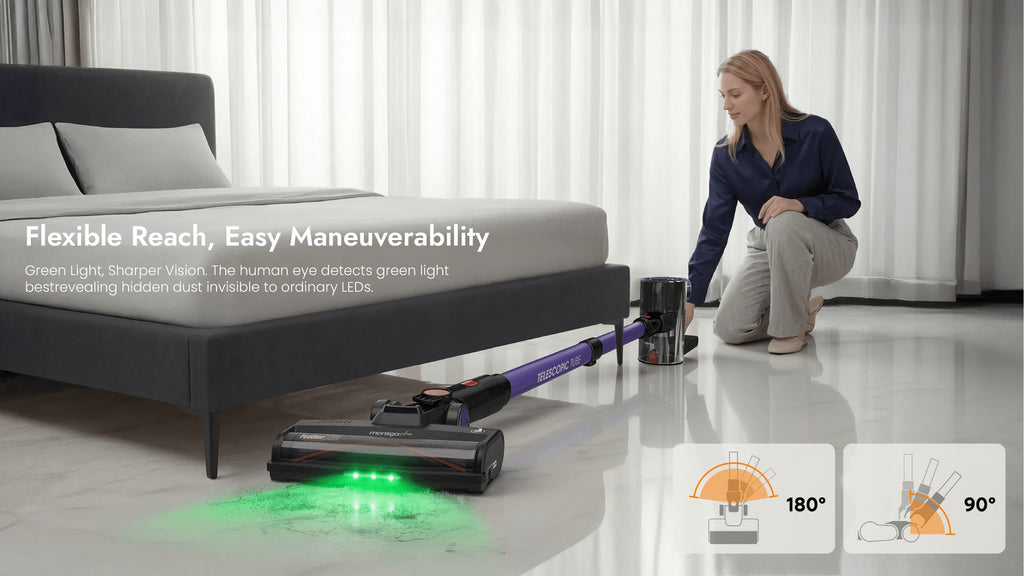 Detachable-Battery Cordless Vacuum Cleaner in Purple with Listed 46kPa Suction, Six-Stage Filtration and V-Shaped Brush Features for Home Floor and Pet Hair Cleanup