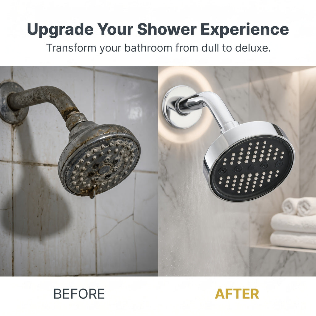 Swivel Ball Joint Shower Head with Listed G1/2 Threads, Silicone Jets and ABS Material, Black, Golden or Silvery Style Options for Bathroom Shower Use