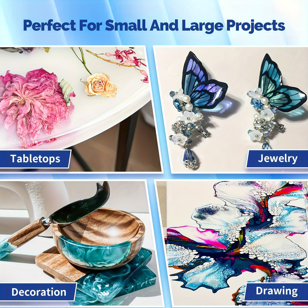 Epoxy Resin Kit by JANCHUN with Clear Gloss Finish and Listed 1:1 Volume Mixing, Four Capacity Options for Decorative Casting, Jewelry and Art Coating Projects