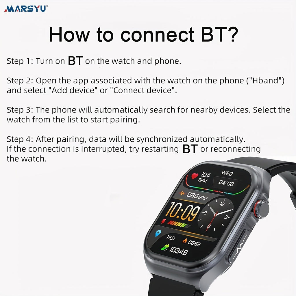 AMOLED Calling Smartwatch for Men and Women, 2.04-Inch Display, 530mAh Battery, NFC and Multi-Sport Modes with Magnetic Charging for iOS Android